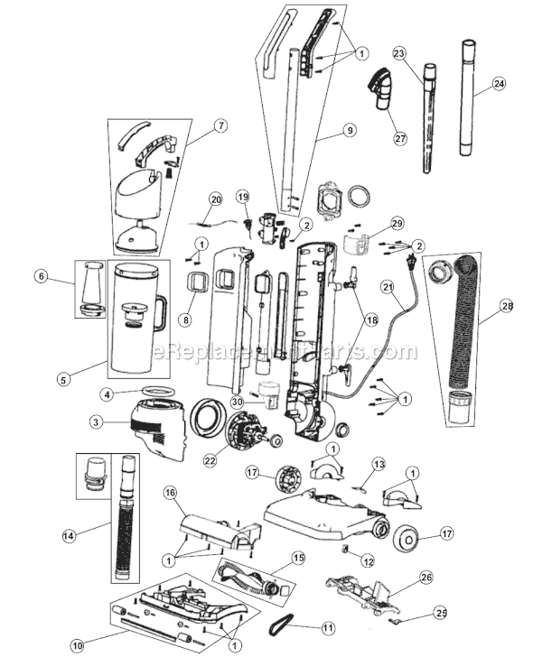 Page A Diagram and Parts List for M084610RED  Dirt Devil Upright Vacuum